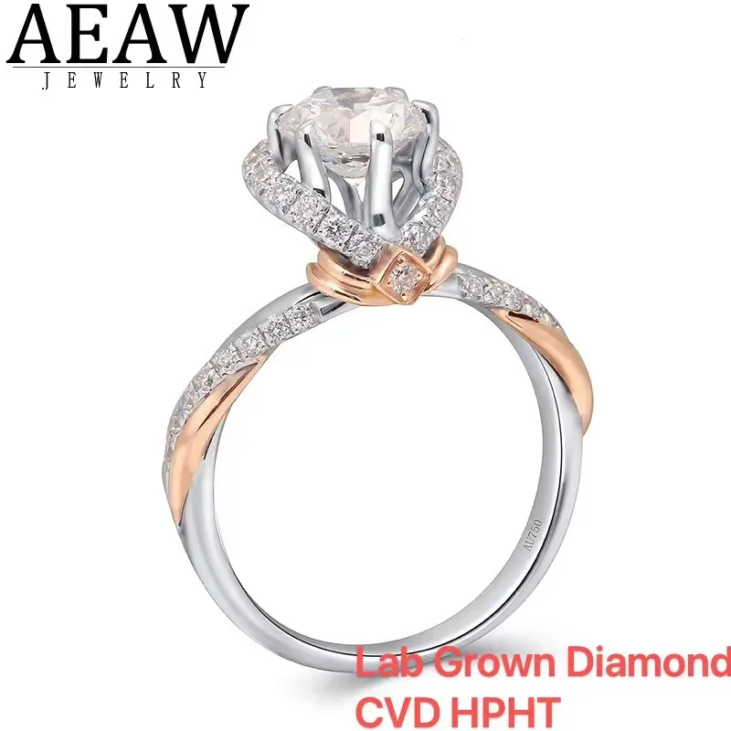 

IGI Certificate CVD HPHT Lab Grown Diamond 1CT 100% Real Solid 14k Two Tone Gold Engagement Women Rings DEF Color VS