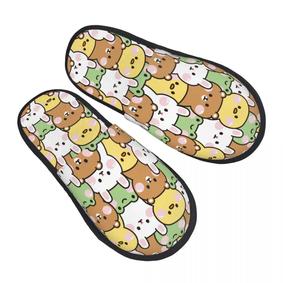 Cute Chick Rabbit Frog Bear Home Cotton Slippers Bedroom Animals Zoo Soft Household Fur Slides Slippers Non-skid