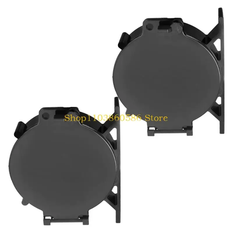 242A Trailer Storage Access Door Replacement with Bracket, Round Black ABS Door for Sewer Hose Compartment Repair, 2 Pack for