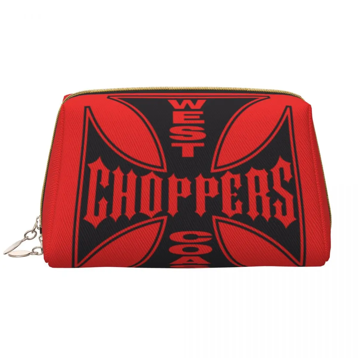 Custom West Coast Chopper Iron Cross Toiletry Bag Women Makeup Cosmetic Organizer Ladies Beauty Storage Dopp Kit Box