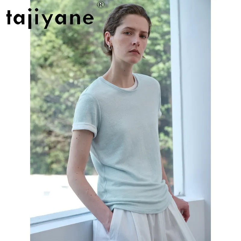 TAJIYANE Summer Tops Women T Shirts Loose Short Sleeve T Shirt Standard Shoulder Tops for Woman Clothes Old Money Style Футболка