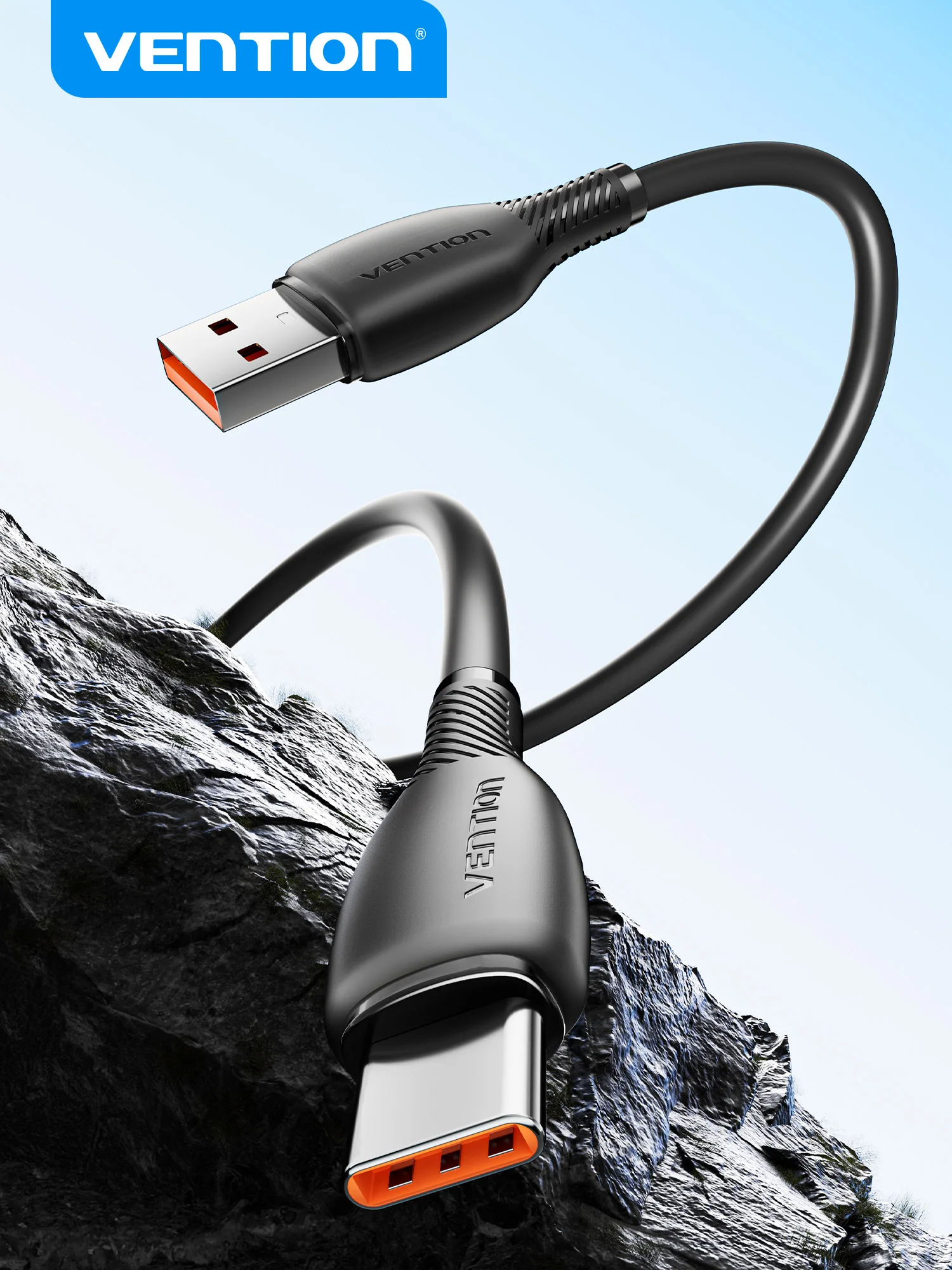 Kabel Vention 100W USB C do szybkiego ładowania, przewód USB A do Type C do Huawei Mate Honor Xiaomi, kabel USB C do ładowania i transmisji danych telefonu komórkowego — zdjęcie produktu 7
