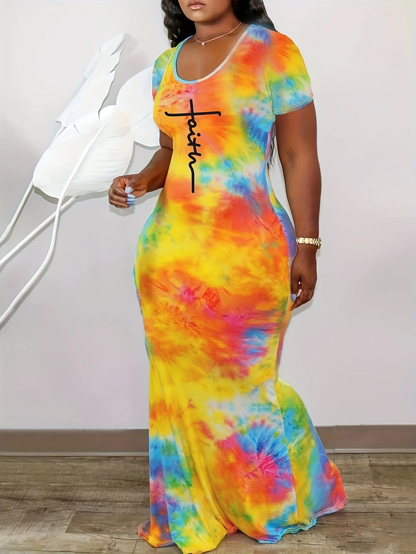 

Модное женское желтое платье с принтом тай-дай, платье с открытой спиной