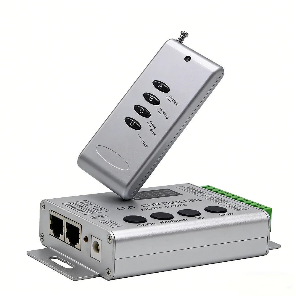 DC5V-24V HC008 4Keys RF programmable RGB led pixel controller 133 effect modes dimmer for WS2812 WS2811 2801 LED Strip Light
