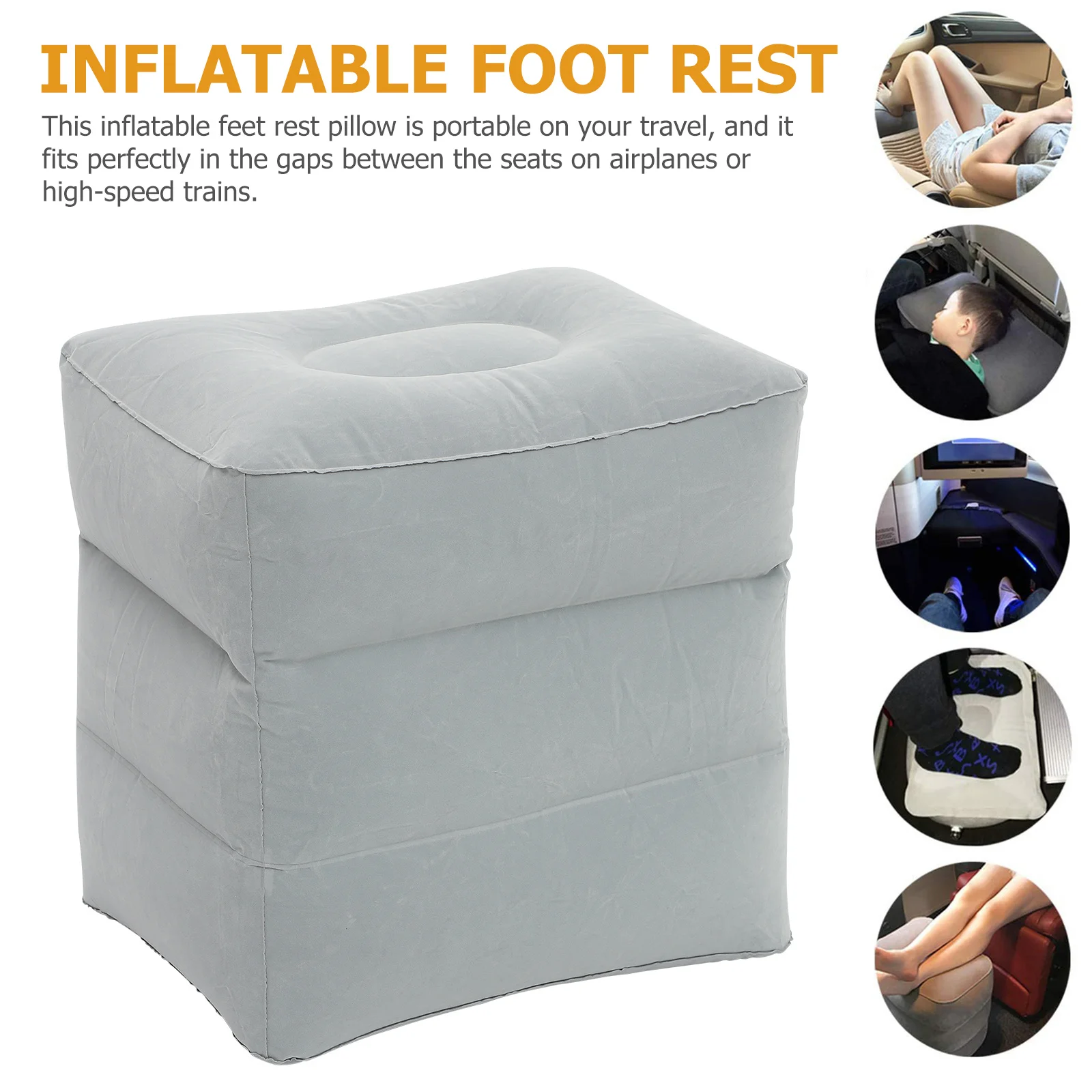 

1Set Inflatable Foot Rest Pillow Airplane Leg Rest Portable Travel Footstool Reduce Muscle Strain Improve Circulation Airplane