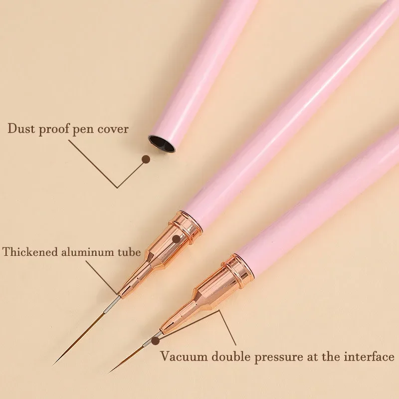 7/9/11/15/25Mm Nagellak Borstel Set Handvat Nail Art Pen Penseel Tekening Lijnen Streepverf Bloem Pen Nail Art Manicure Tools