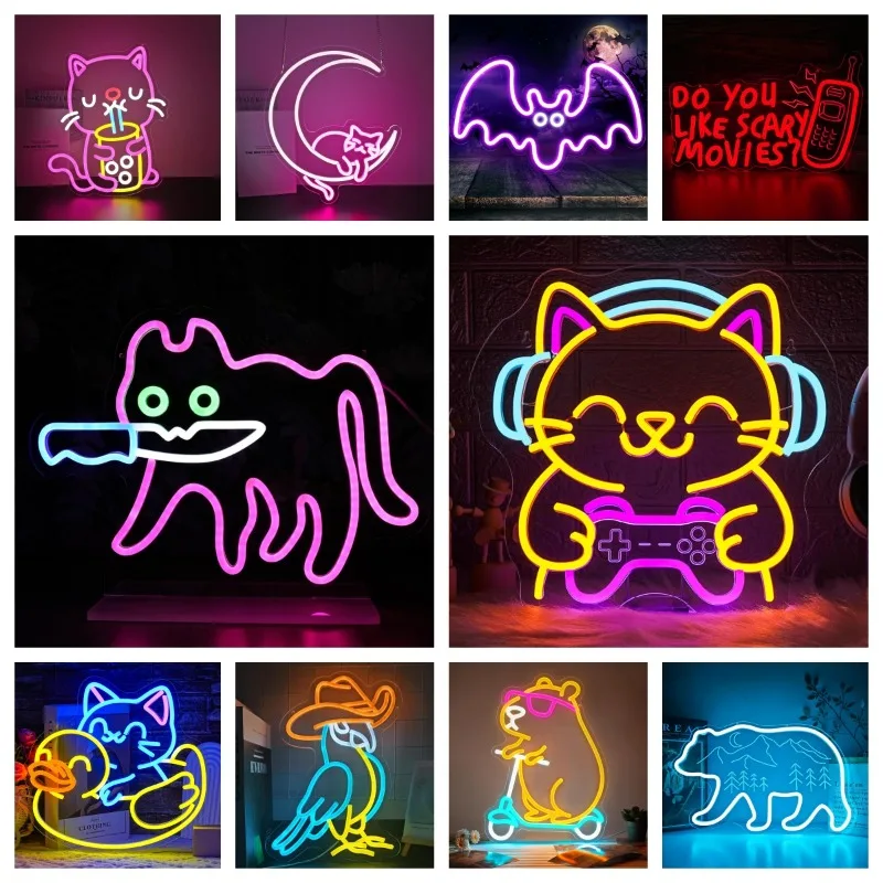 Ghost Neon Wall Decoration Neon Purple LED Sign Room Neon Glowing Sign Home Decoration Bedroom Club Party Bar Shop USB Operation