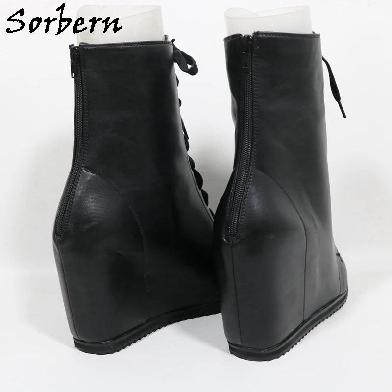 Sorbern Stivaletti alti unisex da donna stringati taglie forti piattaforma visibile tacchi alti cerniere posteriori punta tonda colore personalizzato