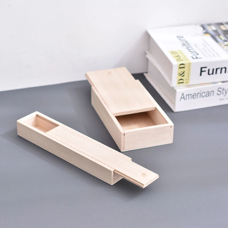 Modern Simple Style Desktop Storage 23*5*3CM Wooden Box Pull-Out Multi-Purpose Wooden Pull-Out Organizer