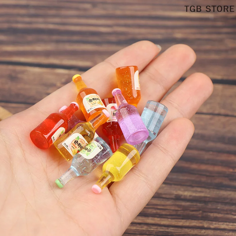 ミニチュア樹脂ボトルシミュレーションワインボトル、ドールハウスアクセサリー、子供のおもちゃ、1:12、10個