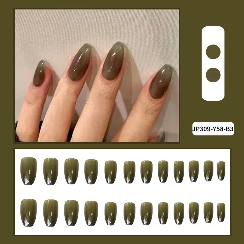 24 stks/set Effen Kleurverloop Verwijderbare Press-On Nail Franse Acryl Dragen Kunstnagels Volledige Dekking Kunstmatige Nep Nagels Tips