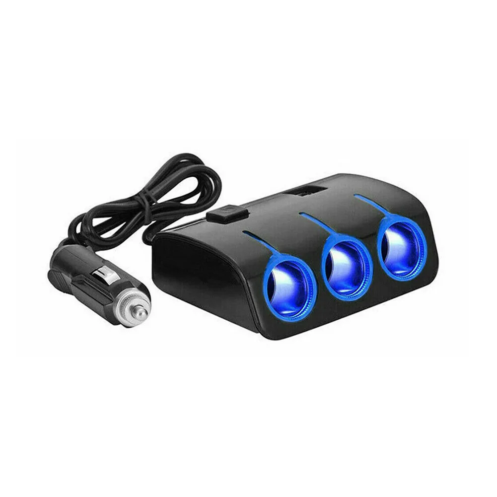 Power Adapter USB Car Charger Socket Power Adapter 1Pieces 3 Way Blue Car DC 12V - 24V Dual For Many Types Power