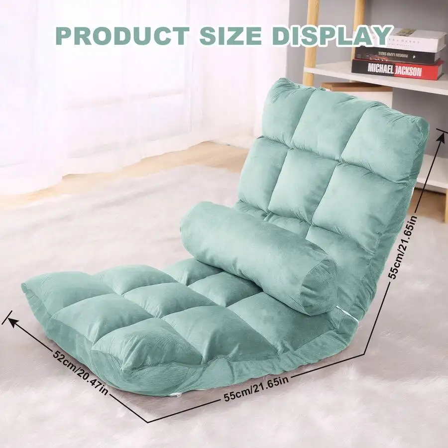 Floor Chair With Back Support, 5-Position Adjustable Folding Chair, Padded Gaming Chair, Meditation Chair For Adults, Comfy Loun