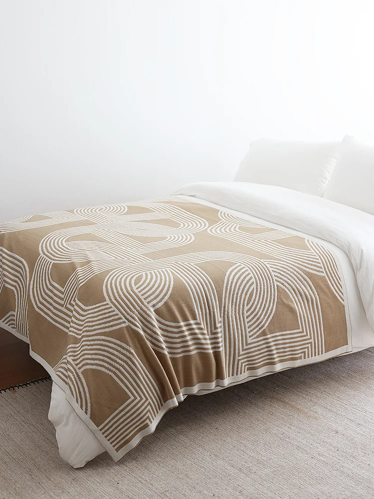 Nordic Geometric Knitted Blanket for Beds Modern Simplicity Sofa Cover Luxury Throw Blanket Home Decor Bed End Towel Soft Shawl