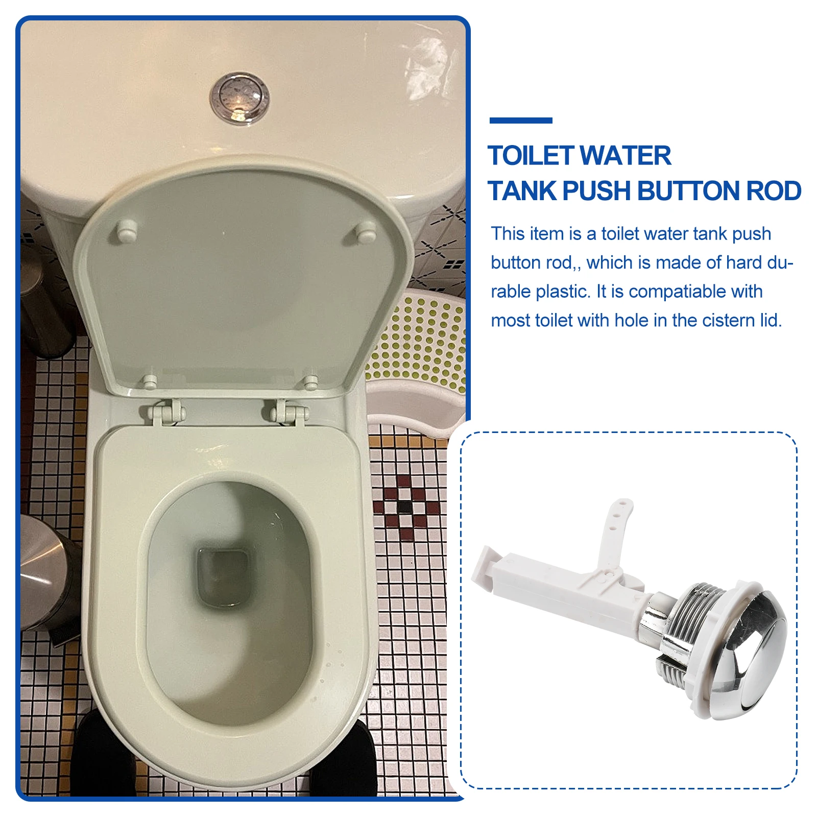 

Toilet Switch Push Button Shower Dual Flush Conversion Kit Assistor Accessories Tank Parts