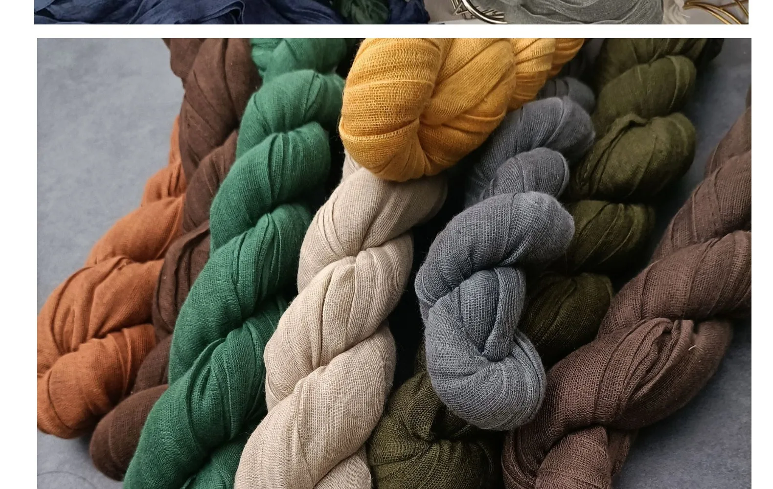 VREOVOR Einfarbig Hand Gefühl Schal Retro Herbst Winter Neue Plissee Grün Dünne Streifen Schal männer frauen Thermische seide – Detail 7