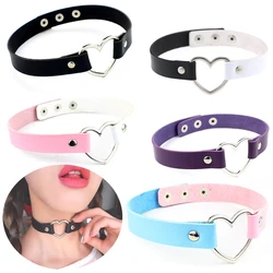 Donne Sexy catena in pelle PU ciondolo cuore collane gioielli regalo Harajuku donne Punk girocollo collana Cosplay accessori per il corpo