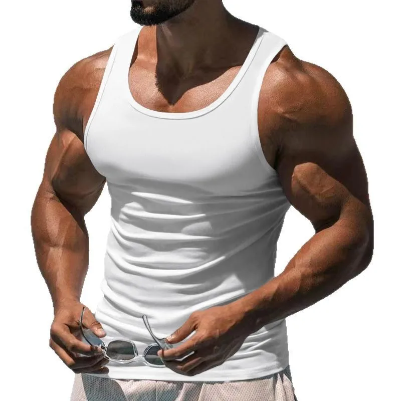 2026 European and American Summer Fitness Training Vest Men's  Solid Color Men's Thin I-Shaped Vest Men's