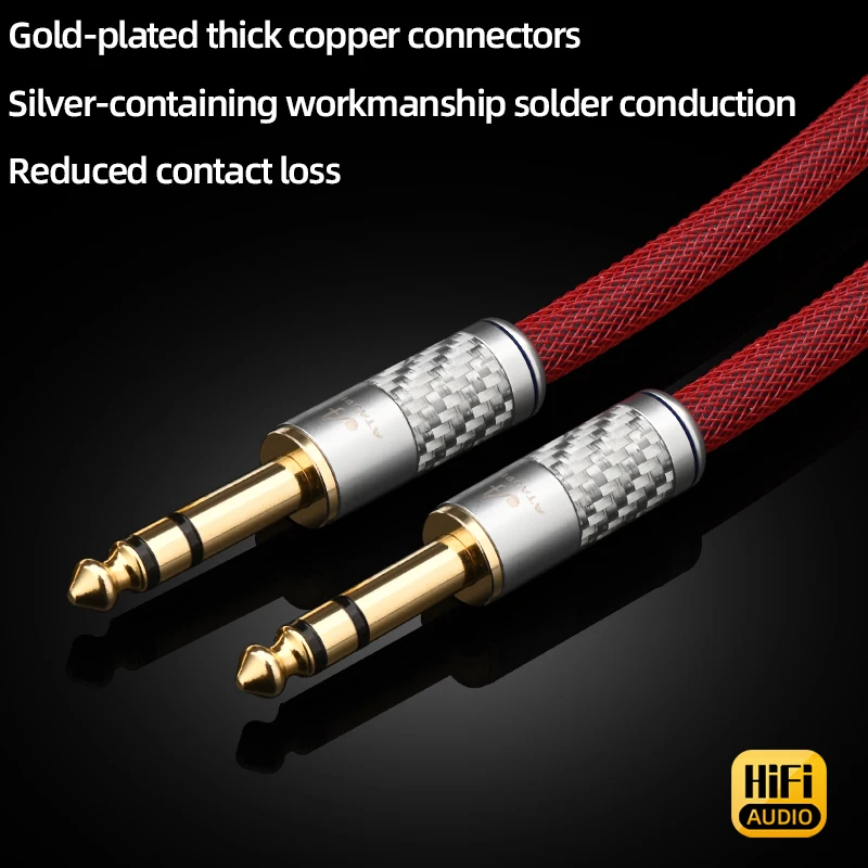 ATAUDIO HiFi 6.5 كابل الصوت مرحبا نهاية 6N الفضة النقية لخلاط الجيتار مكبر للصوت Aux كابل الغيتار 6.5 مللي متر TRS جاك بطاقة الصوت