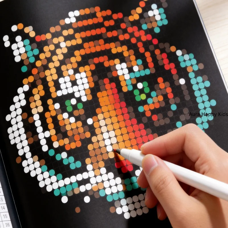 One Pixel Style Digital Coloring Picture Book 32 Different Patterns Complete The Painting Work Through Digital Prompts Coloring