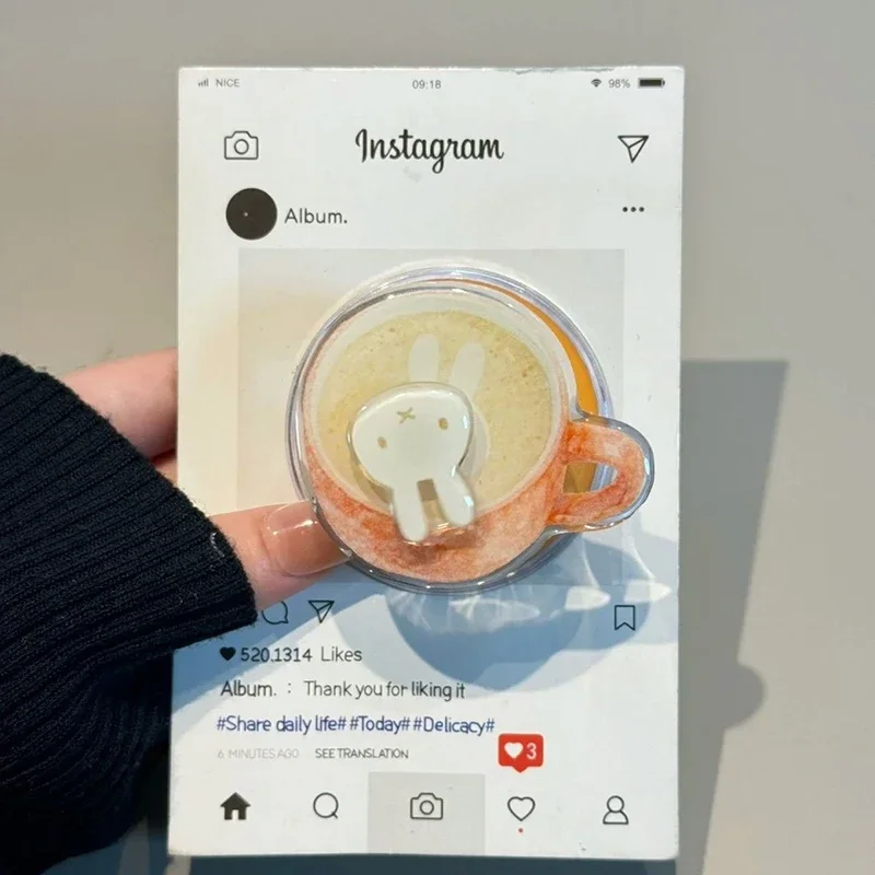 

Kawaii Miffy Phone Shell Suitable for Iphone 17 16 15 14 Cartoon Coffee Cup Magnetic Stand Anti Drop Phone Case Perfect Present