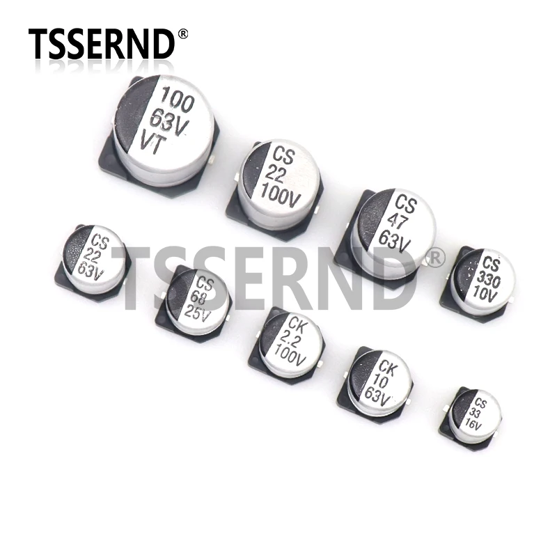 10PCS SMD Aluminum Electrolytic Capacitor 6.3V 10V 16V 25V 35V 50V 1UF 2.2UF 4.7UF 10UF 22UF 47UF 100UF 220UF 330UF 470UF 1000UF