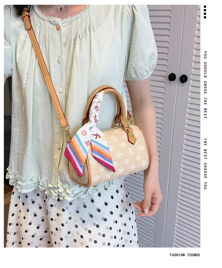 Neuer Stil Boston Bedruckte Kissentasche für Damen Vielseitige Einzel-Schulter Crossbody-Tasche Weiche PU-Leder Damenhandtasche für den Täglichen Gebrauch – Detail 1