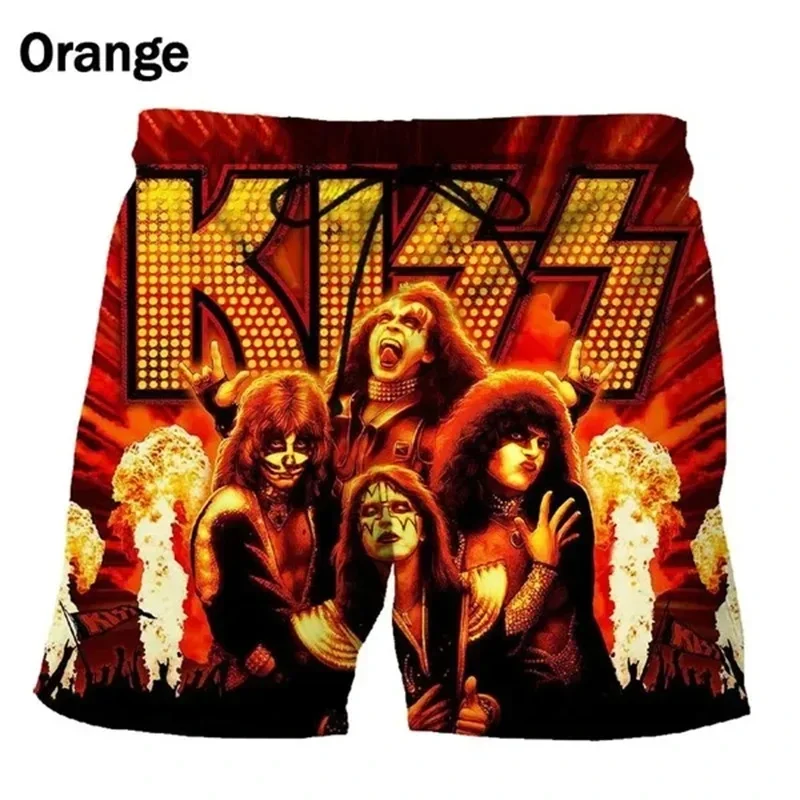 Hard Rock Band Kiss Love Gun Beach Shorts Men Cool 3D Heavy Metal Board Shorts Swimsuit Homme 2024 Swim Shorts Hip Hop Ice Short