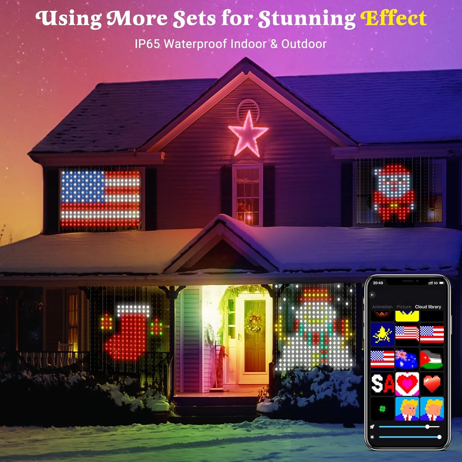LED Curtain Lights App Control DIY Patterns Music Sync USB Powered Fairy Ambient Lights Indoor Outdoor Party Window Decoration
