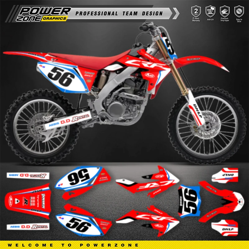 PowerZone Custom Graphics Backgrounds Decals Stickers Kits For HONDA CRF250 2004 2005 2006 2007-2009 Motocycle Name Number 004