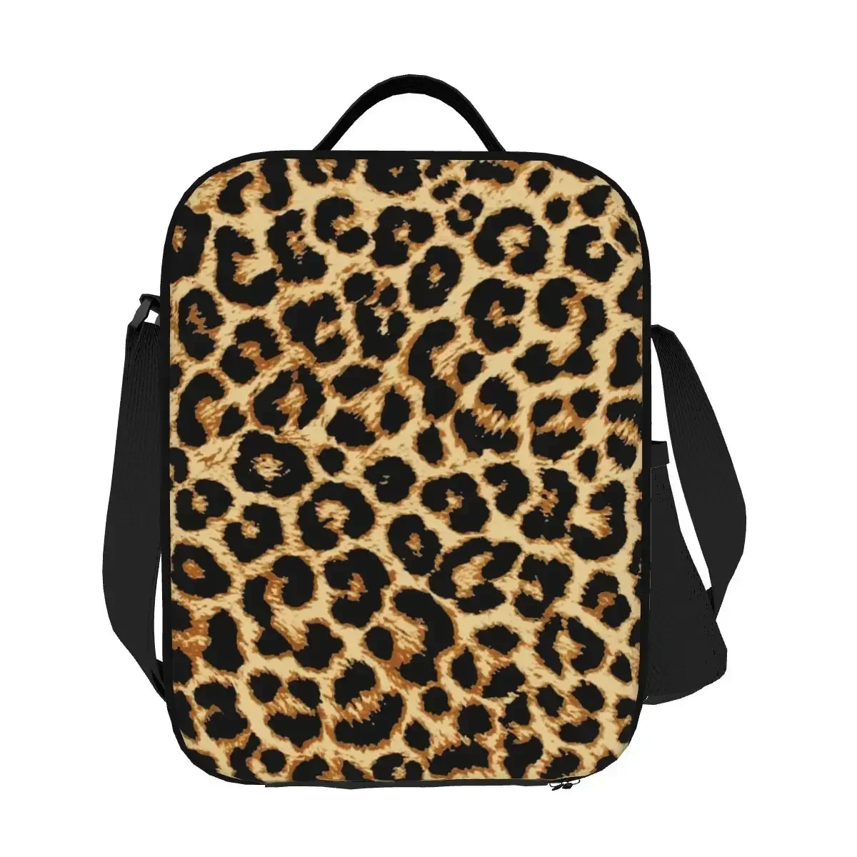 

Leopard Fur Skin Texture Insulated Lunch Bag for Women Tropical Wild Animal