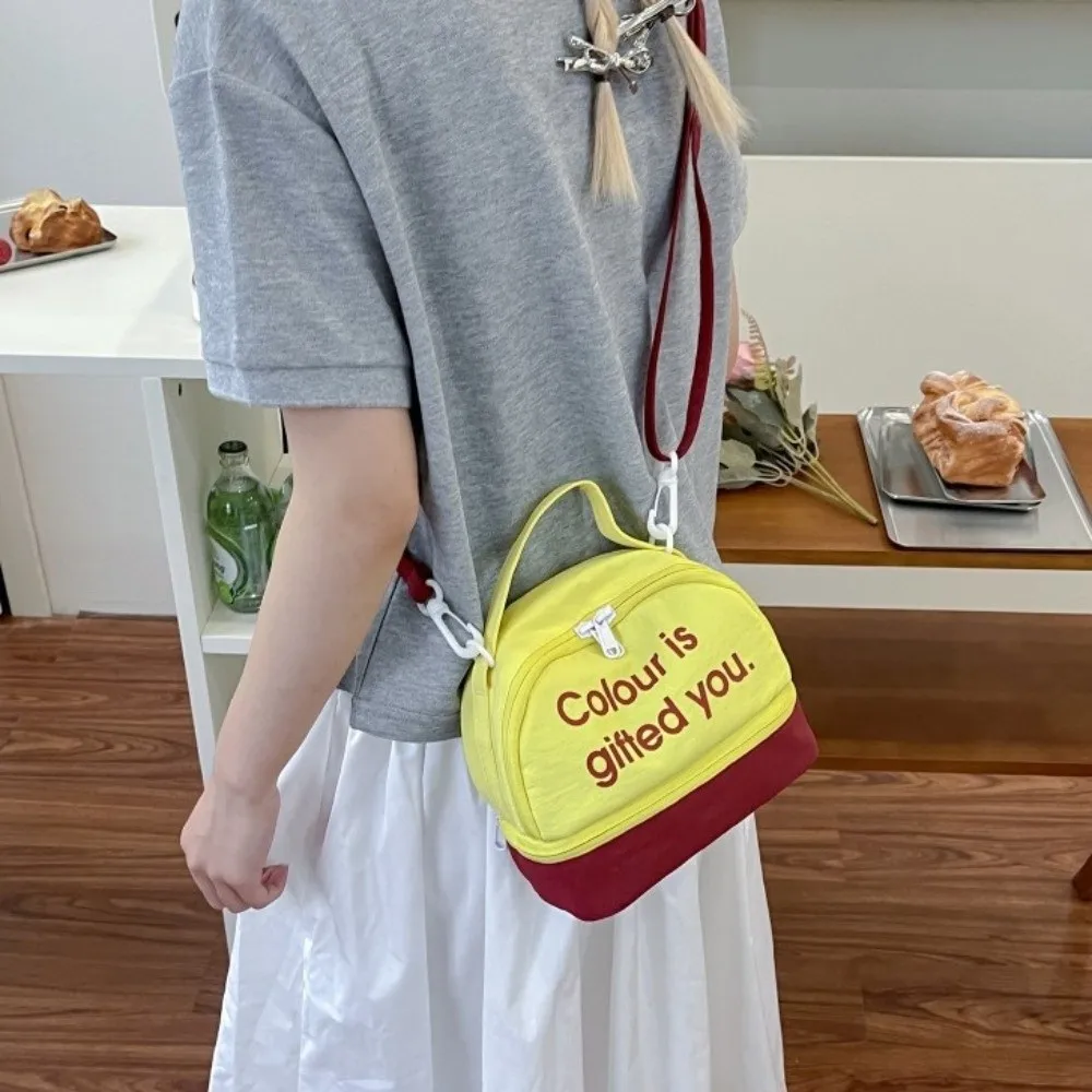 

Модная сумка через плечо с буквенным принтом контрастного цвета, квадратная нейлоновая сумка через плечо, ручная минималистичная женская сумка для улицы