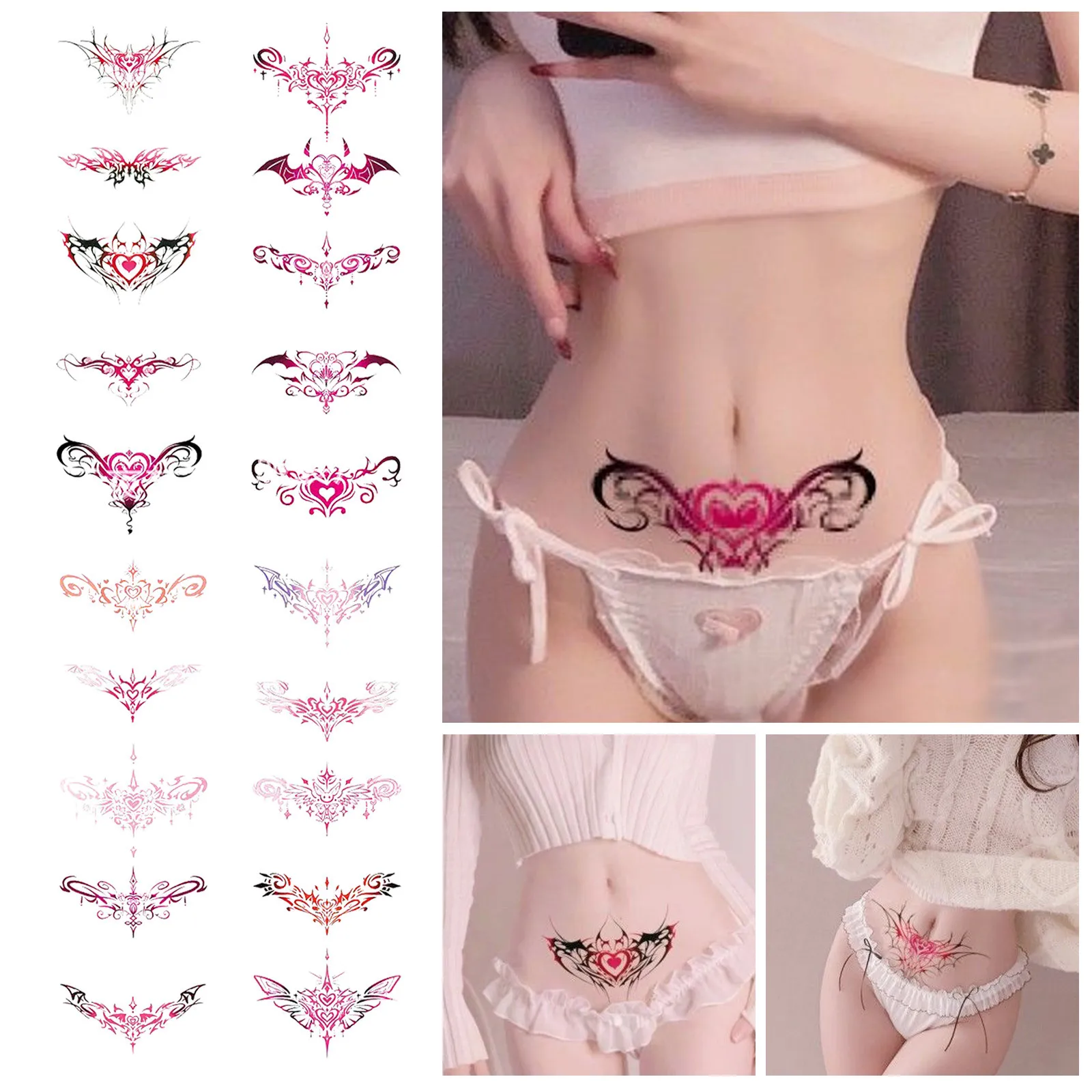 

20pcs Temporary Figure Stickers Waterproof For Women, On Abdomen Waist And Chest With Sexy Color Painting Figure Sticker