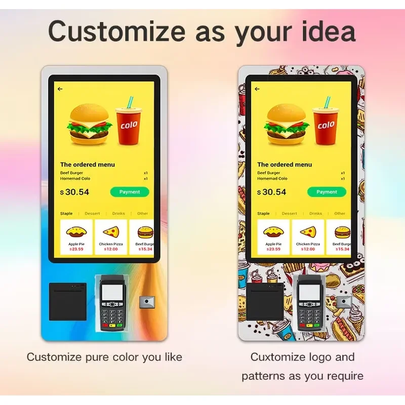 All in Food Ordering Self Service Payment POS Terminal Self Checkout System Self Service Kiosk Information Board