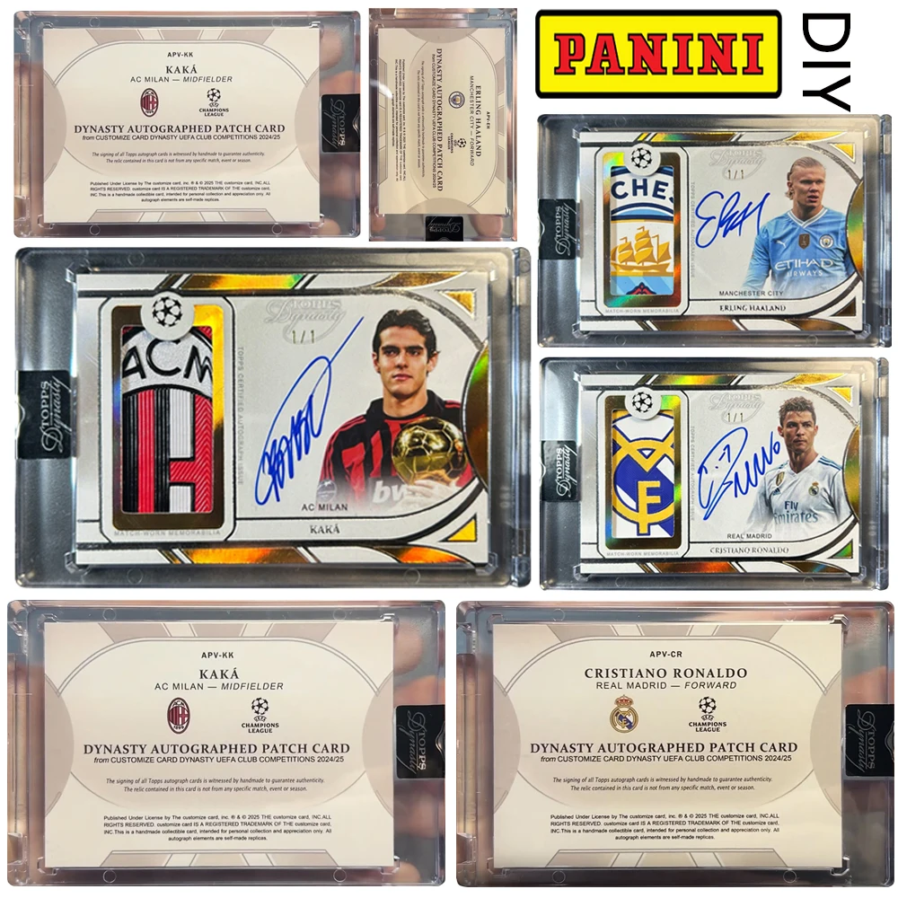 panini-diy-homemade-cristiano-ronaldo-kaka-haaland-laser-glitter-collectible-cards-christmas-materials-signature-holiday-gift