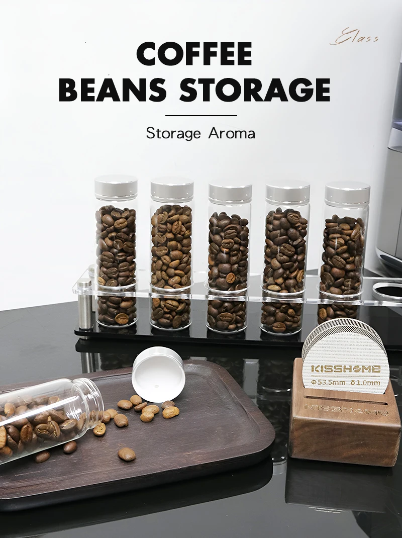 Kaffeebohnen Aufbewahrung röhrchen Behälter große Kapazität Flasche 30g mit Display Rack Einzel dosis Keller Espresso Access oris Set – Detail 1