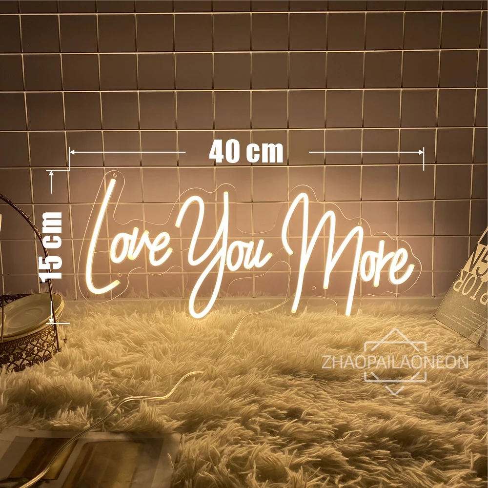 Wedding Neon Sign Led Lights Love You More Neon Lights Led Sign Wedding Decoration Party Room Bedroom Decor Wall Hanging Neon