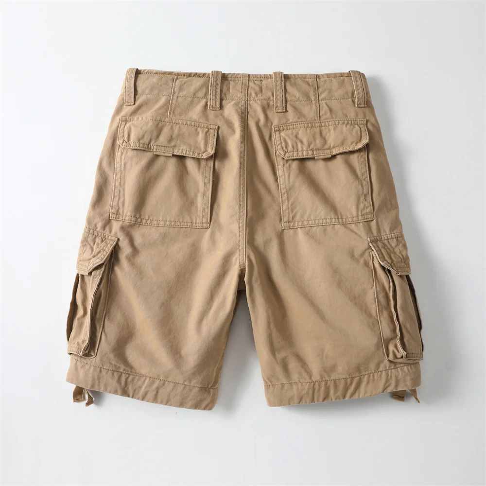 American Retro Style Men Summer Casual Shorts Multi Pockets Camouflage Cargo Shorts Knee Length Loose Beach Shorts Sports Pants