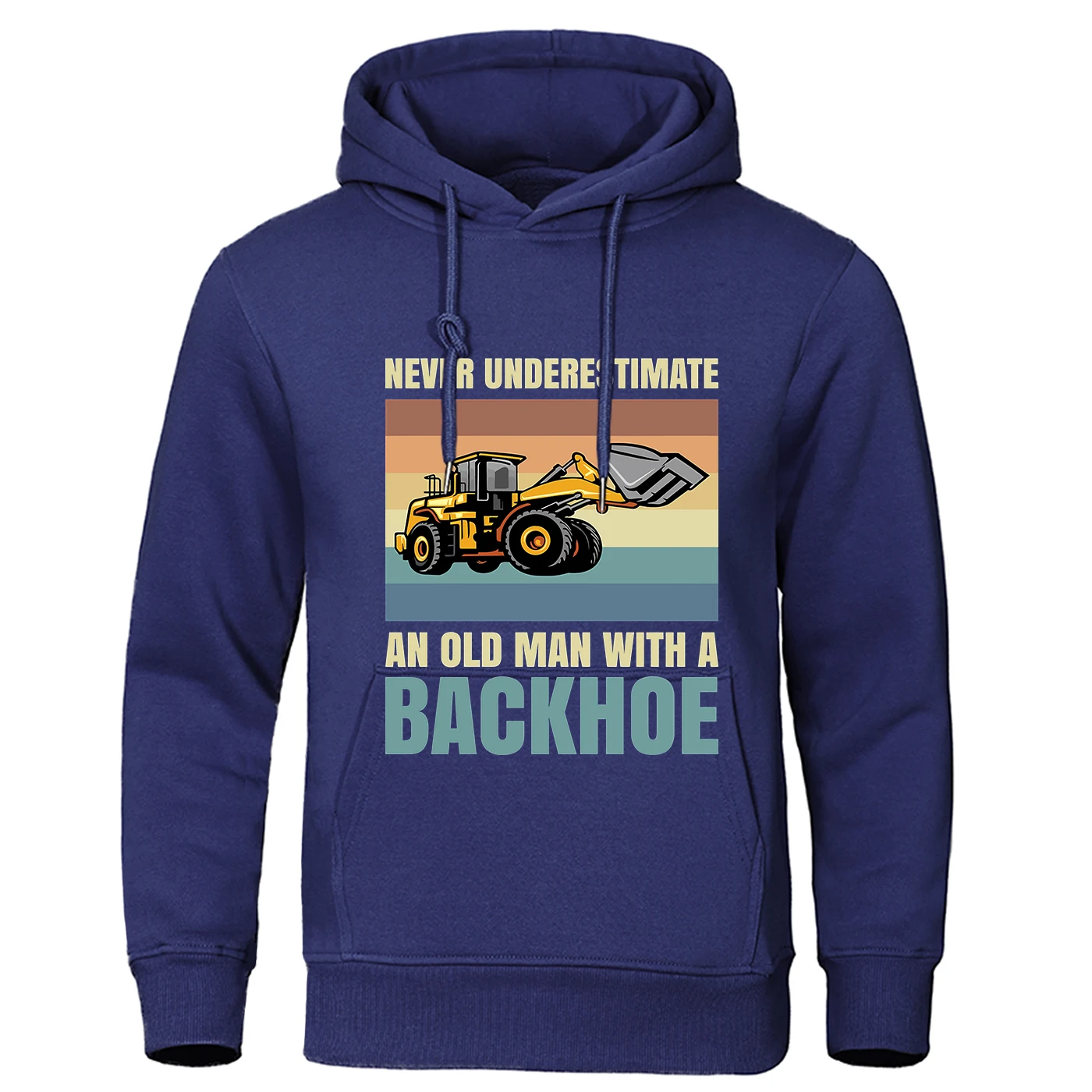 

An Old Man With A Backhoe Printing Hoodies Men's Warm Fleece Hoodie Hip Hop Crewneck Hoody Autumn Simple Oversize Top