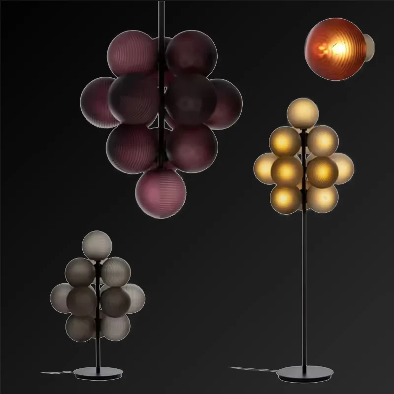 

Modern glass magic bean ceiling pendant lights, suitable for dining rooms INS grape floor lamps, wrought iron main body