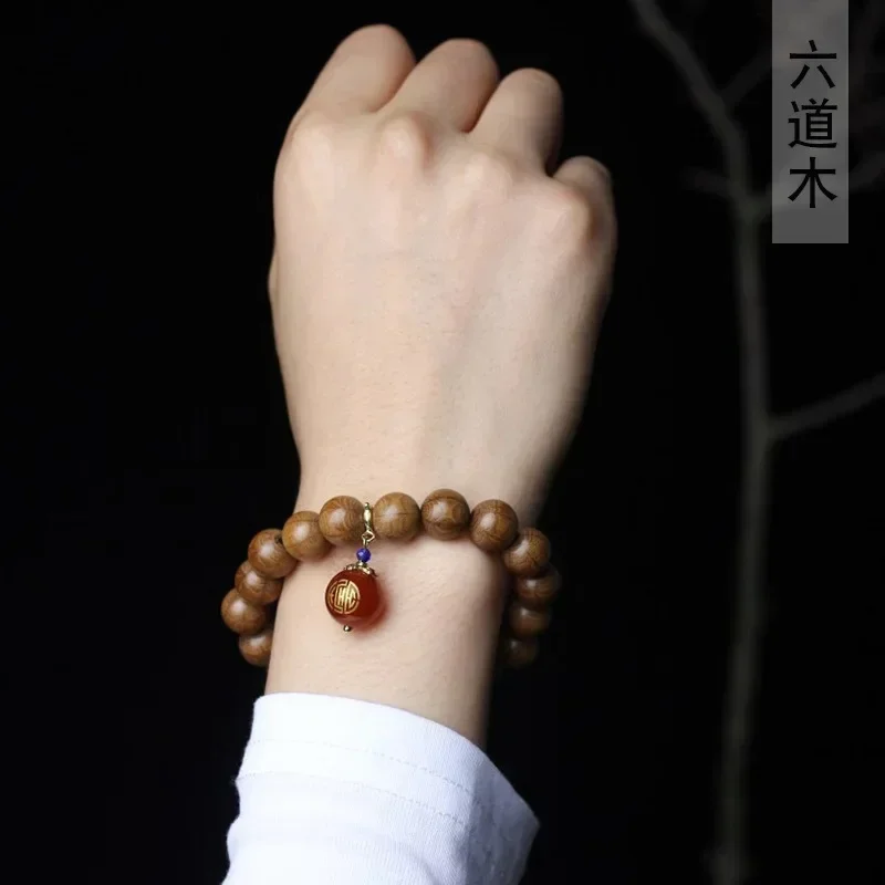 Old material six wood fu Man world style hand string 10MM female style literary rosary decorative jewelry Buddha bead