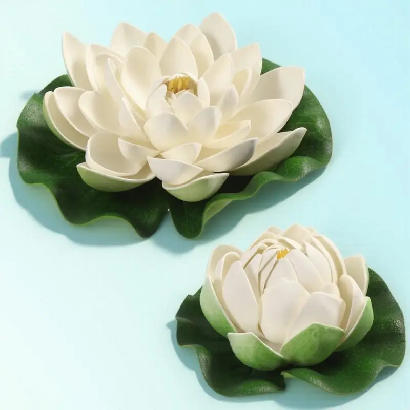 6個入り ホワイト 人工睡蓮 浮遊池の花飾り フェイク蓮の葉 水槽 プール 庭 室内 屋外用