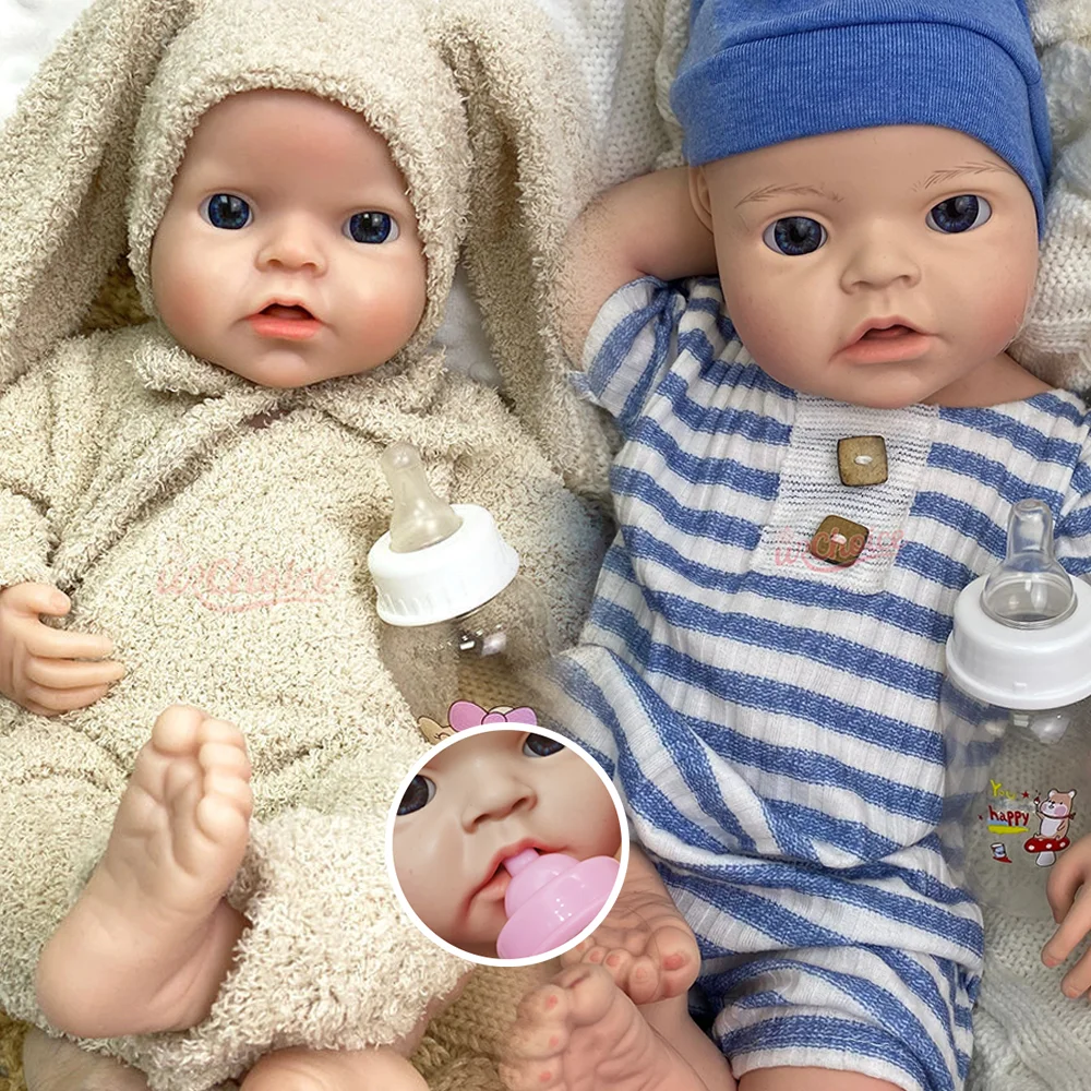 20 Inch Open Eyes Full Body Silicone Reborn Doll Handmade Lifelike Skin Details Real Touch Washable Stretchable Festive Present