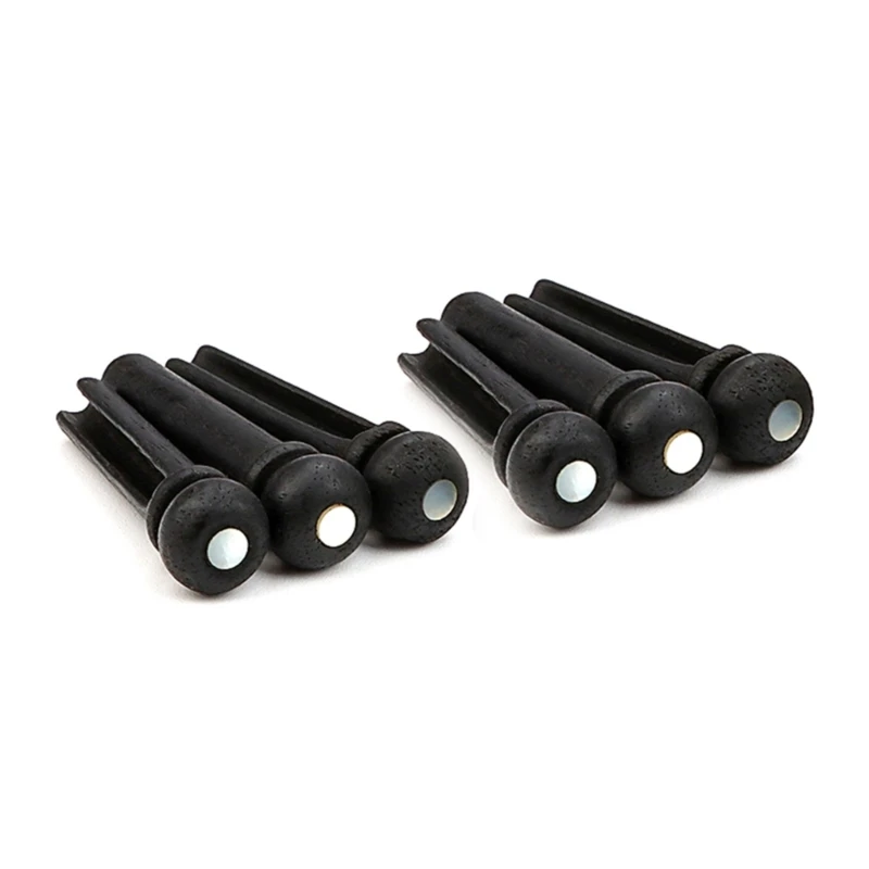 Pack of 6 Guitar Bridge Pins Replacement Guitar End Pin Set Ebony Acoustic Guitar Bridge Pins Pegs for Acoustic Guitars