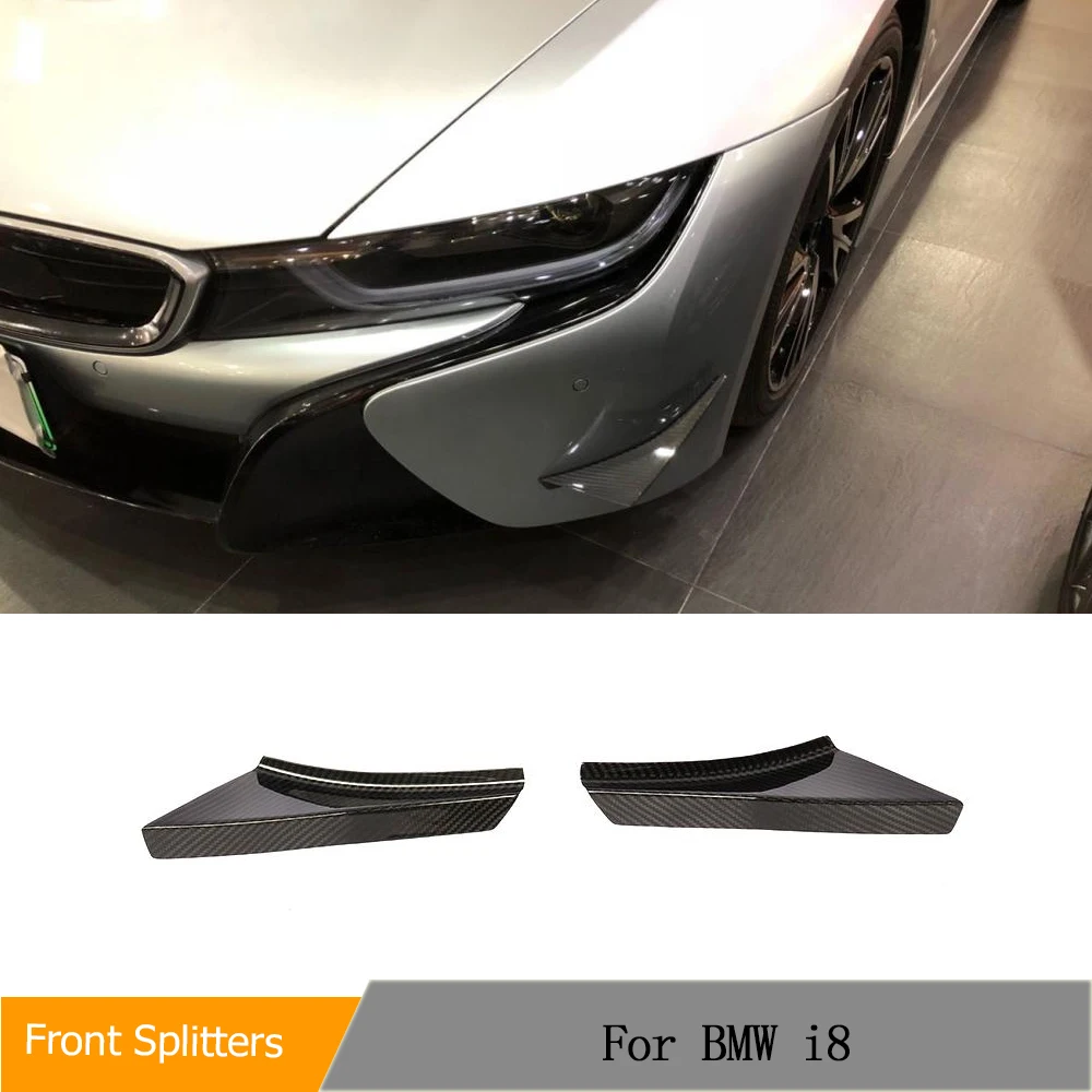 

Prepreg Dry Carbon Fiber Front Bumper Fins Canards Spoiler for BMW i8 2014-2018 Car Front Bumper Fins Splitters Decoration