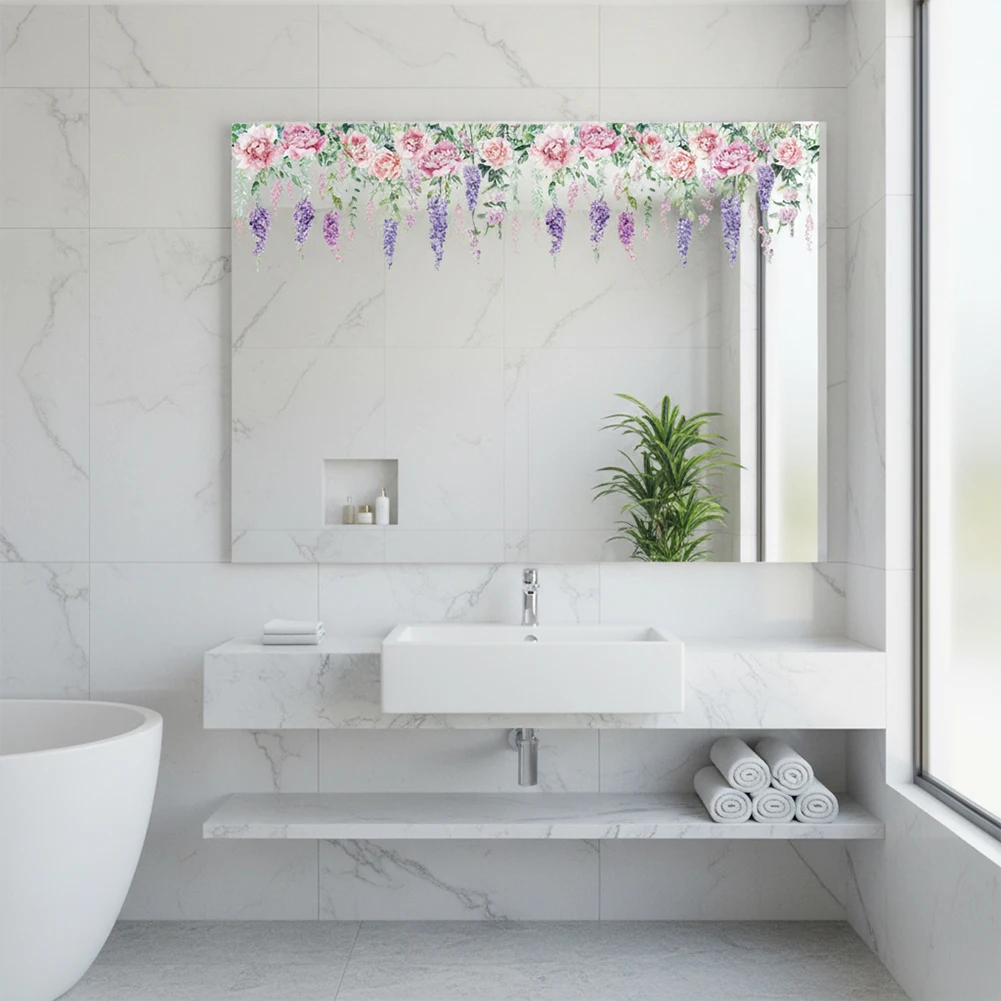 Self-Adhesive Lavender Wall Stickers for Home Decor Double-Sided PVC 30x30cm Static Cling Decals for Windows Glass Walls