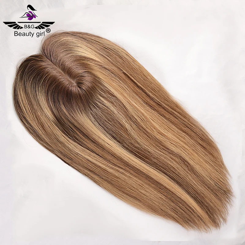 

Flat Top Human Hair Toupee For Women Balayage Skin Base Injection Toupee Clip In Hair Toppers