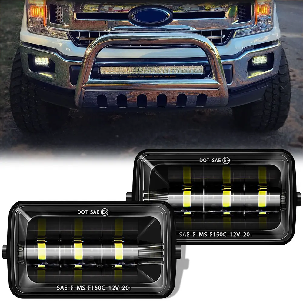 

1 Pair Black Rectangular LED Fog Lights Lamps Driving Light for Ford F150 Super Duty 2015 2016 2017 2018