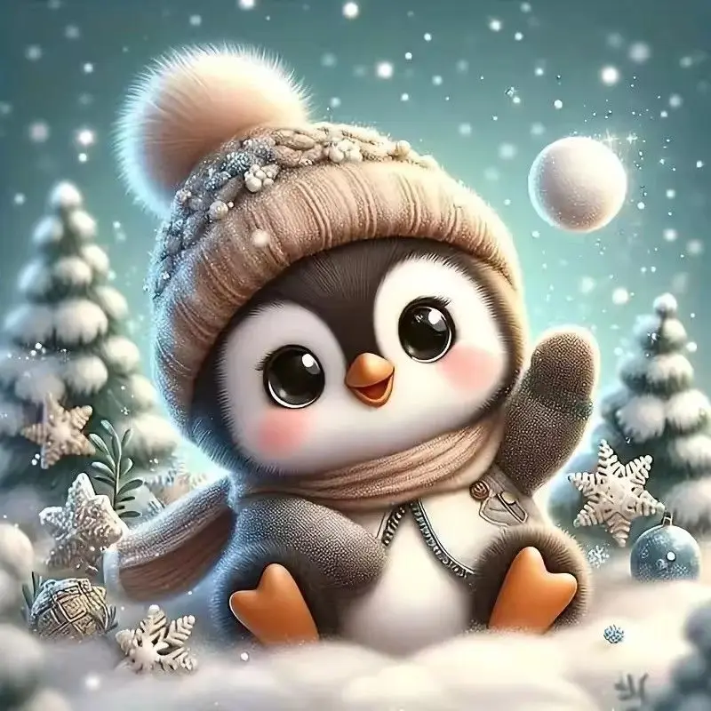 

GATYZTORY Diamond Painting Penguin animals Full Square Rhinestones Embroidery Cross Stitch Needlework winter Scenery Home Decora