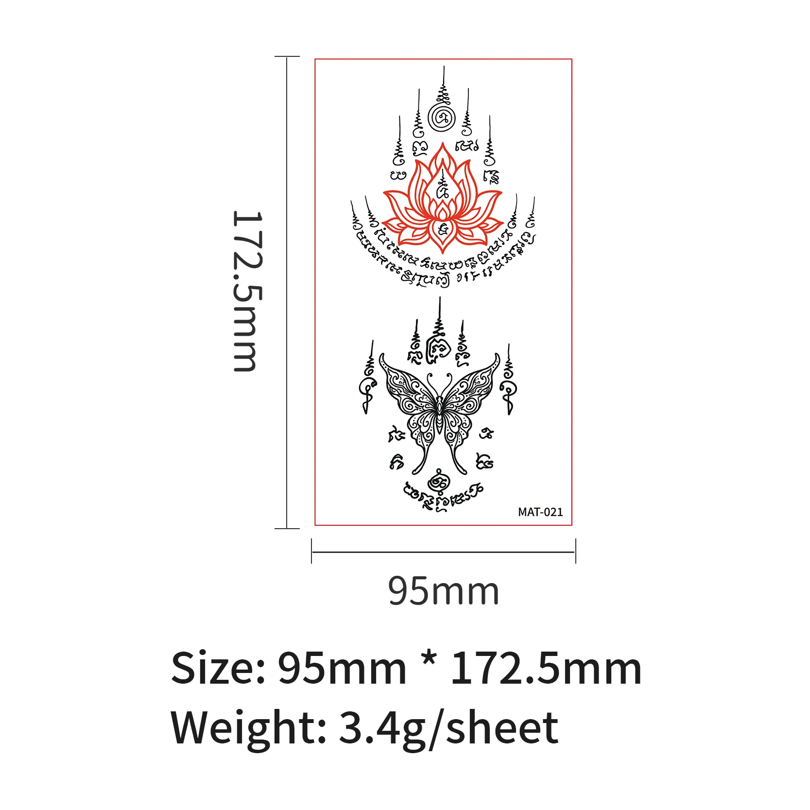 1 Sheet Matte Waterproof Non-Reflective Colorful Lotus Totem Sleeve Temporary Tattoo, Thai Fake Tattoos for Beach Party image 5